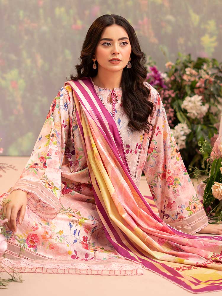 CHIKANKARI 3-Piece Unstitched Digital Printed Lawn Suit