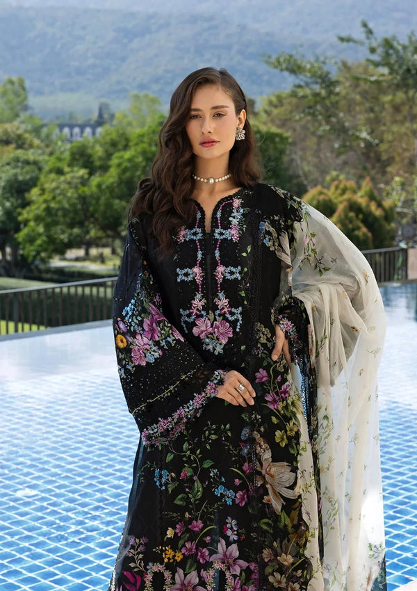 ELAF SIGNATURE EMBROIDERED LAWN 3PC | BLACK THRONE