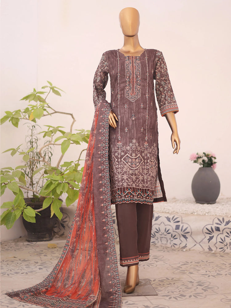 Humsafar By MTF Digital Printed Embroidery Lawn | Unstitched Suit D03
