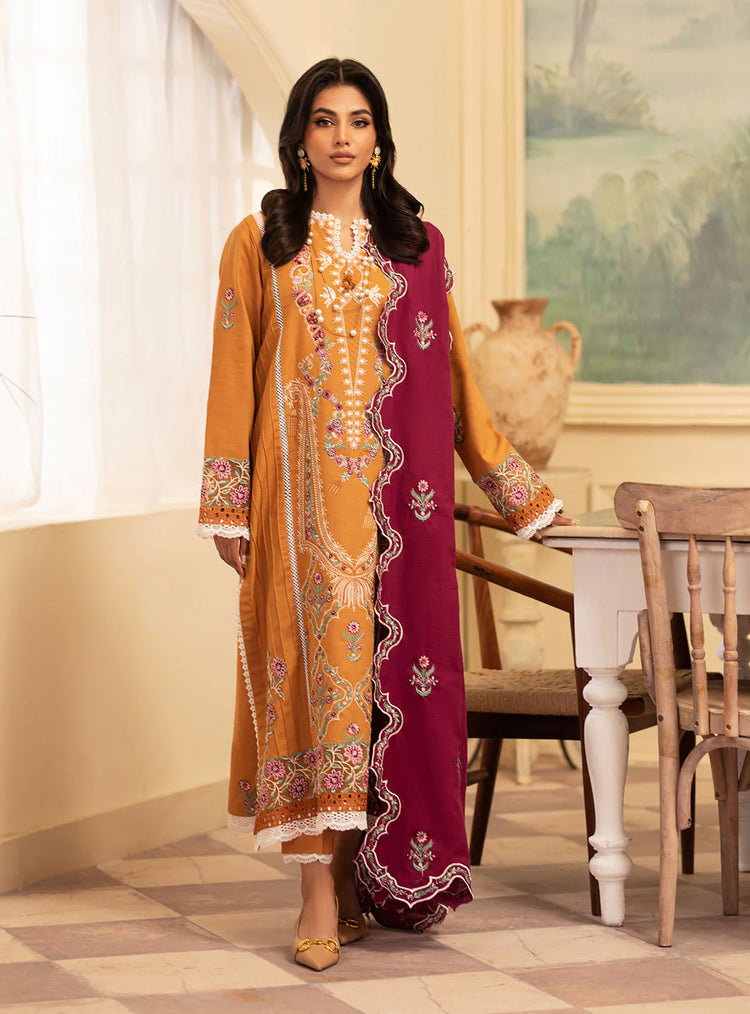 MERAKI BY ROHEENAZ FALL WINTER UN-STITCHED 3PC-SAFFRON