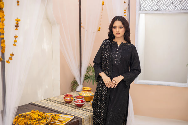 GEORGIA SEMI-STITCHED LAWN BY ZAINAB FAZLANI - QARAAR-BLACK