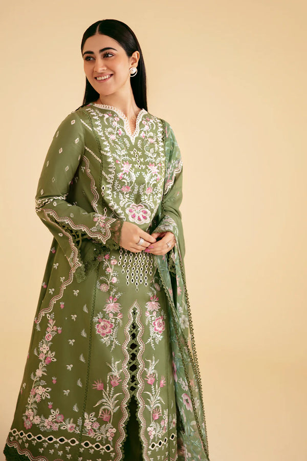 QLINEKARI BY QALAMKAR UN-STICHED 3PC|SQ-14 SEMAL
