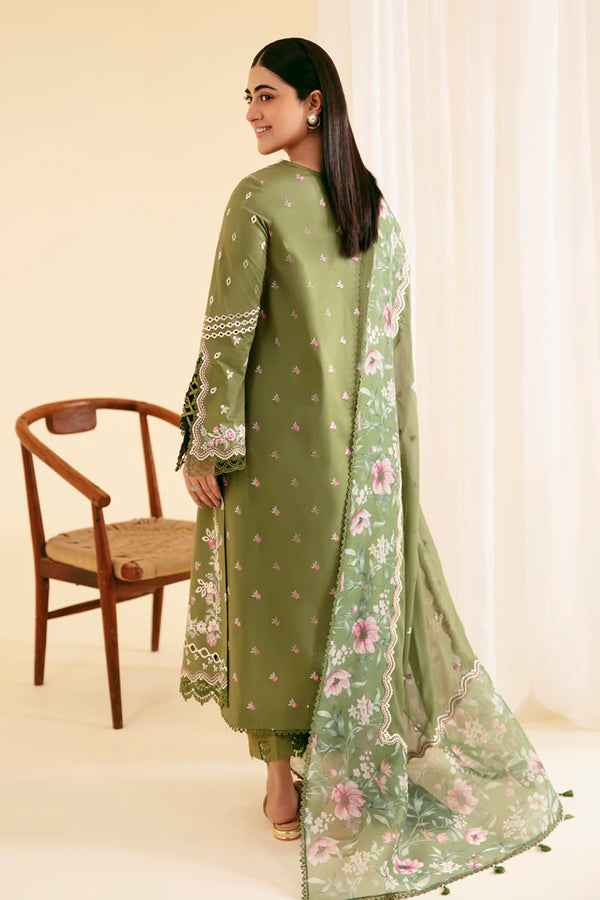 QLINEKARI BY QALAMKAR UN-STICHED 3PC|SQ-14 SEMAL