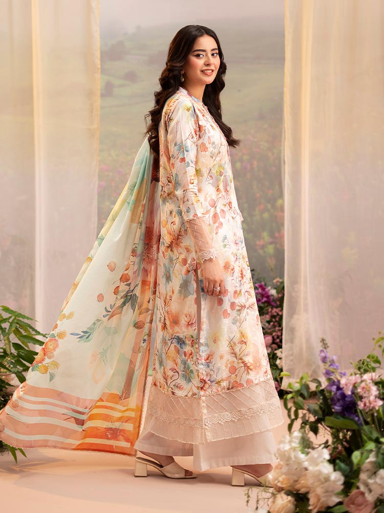 CHIKANKARI 3-Piece Unstitched Digital Printed Lawn Suit