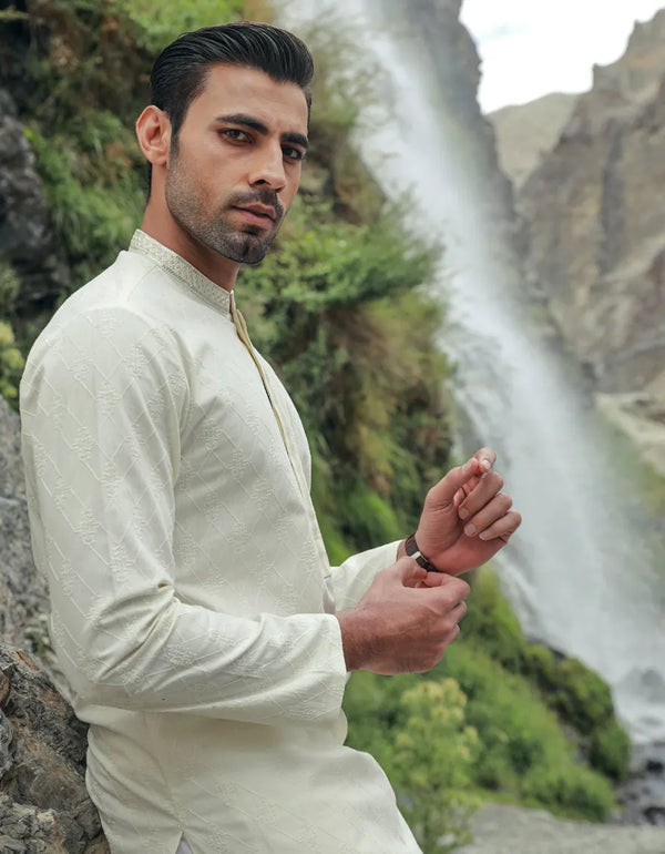 WHITE COTTON KURTA | JJK-W-47121