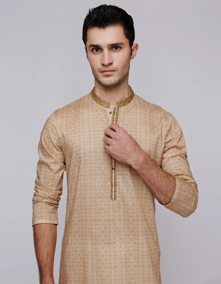 LIGHT BROWN COTTON KURTA | JJK-S-47260