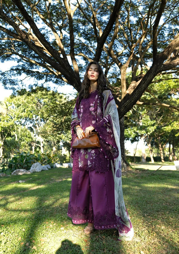 ELAF SIGNATURE EMBROIDERED LAWN 3PC | DARLING PLUM