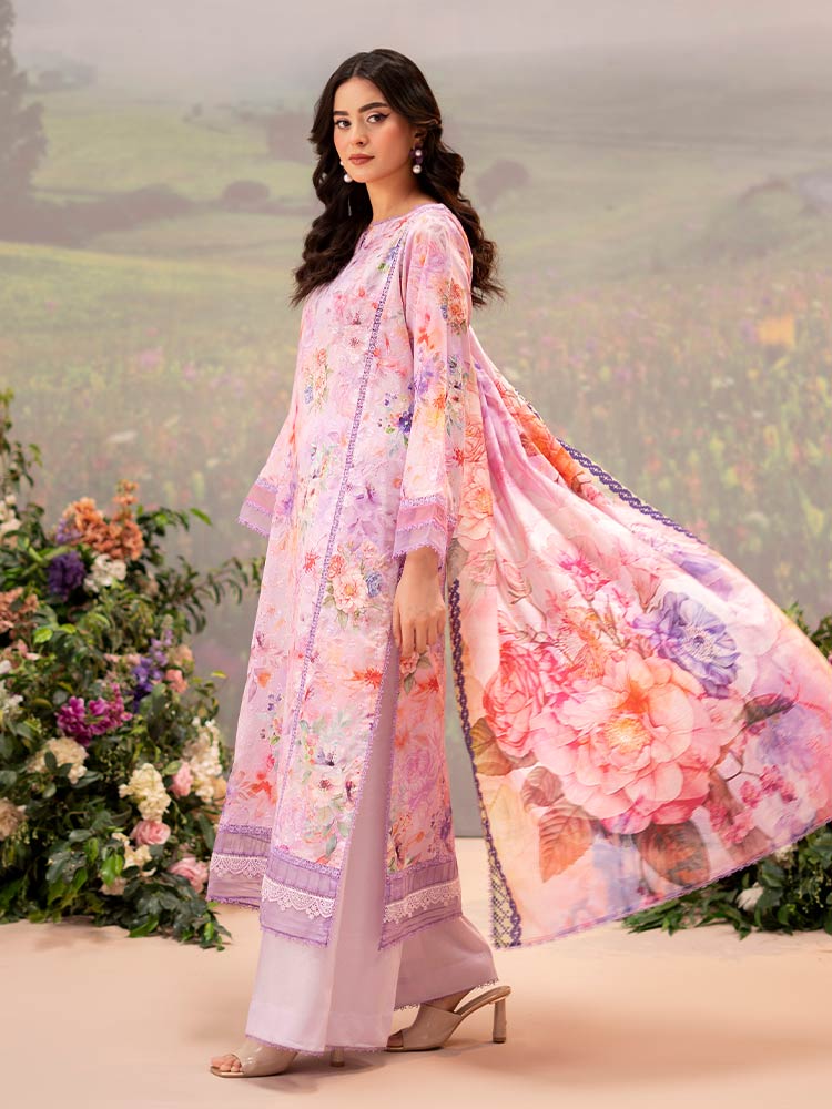 CHIKANKARI 3-Piece Unstitched Digital Printed Lawn Suit