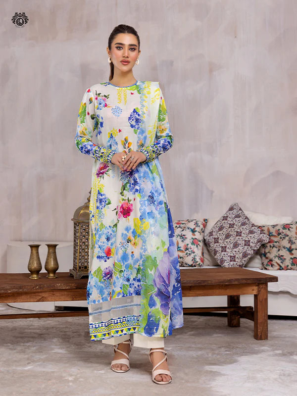 Pretty Petals By Gulljee Printed Embroidered Lawn Collection - D04