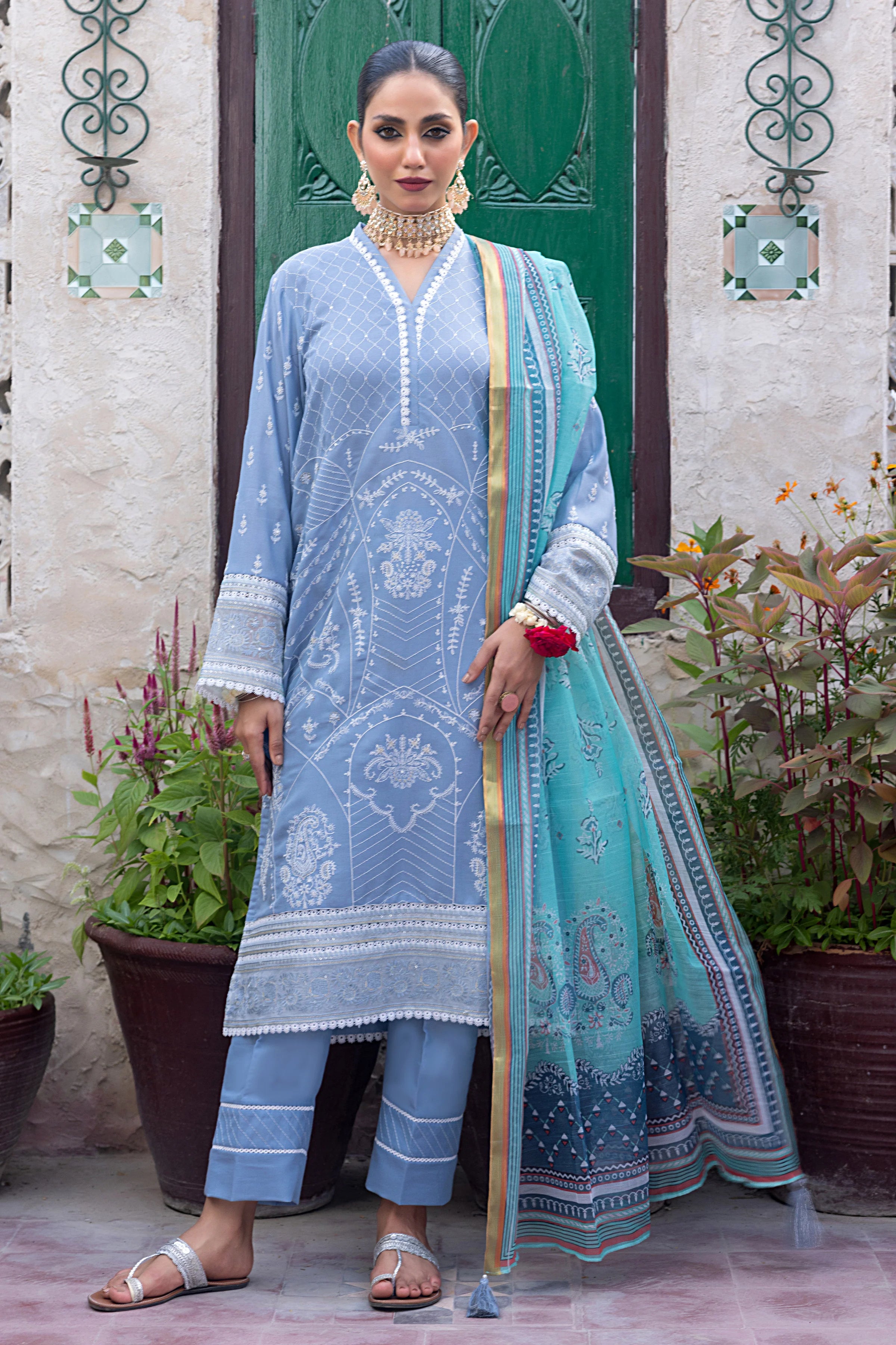 lsm04-01 FESTIVE EMBROIDERED LUXURY LAWN BY || LAKHANY || LSM- 04 – Siyaab Lawn Hub