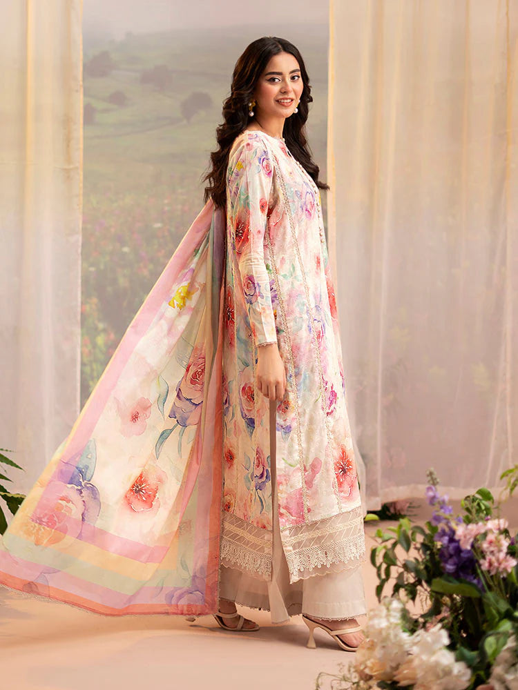 CHIKANKARI 3-Piece Unstitched Digital Printed Lawn Suit