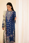 QLINEKARI BY QALAMKAR UN-STICHED 3PC|SQ-08 ZEL
