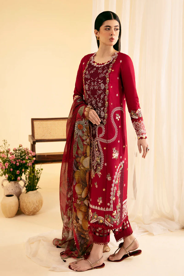 QLINEKARI BY QALAMKAR UN-STICHED 3PC|SQ-04 LARMINA