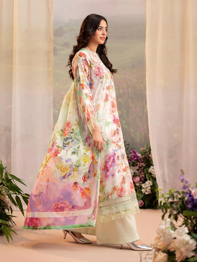CHIKANKARI 3-Piece Unstitched Digital Printed Lawn Suit