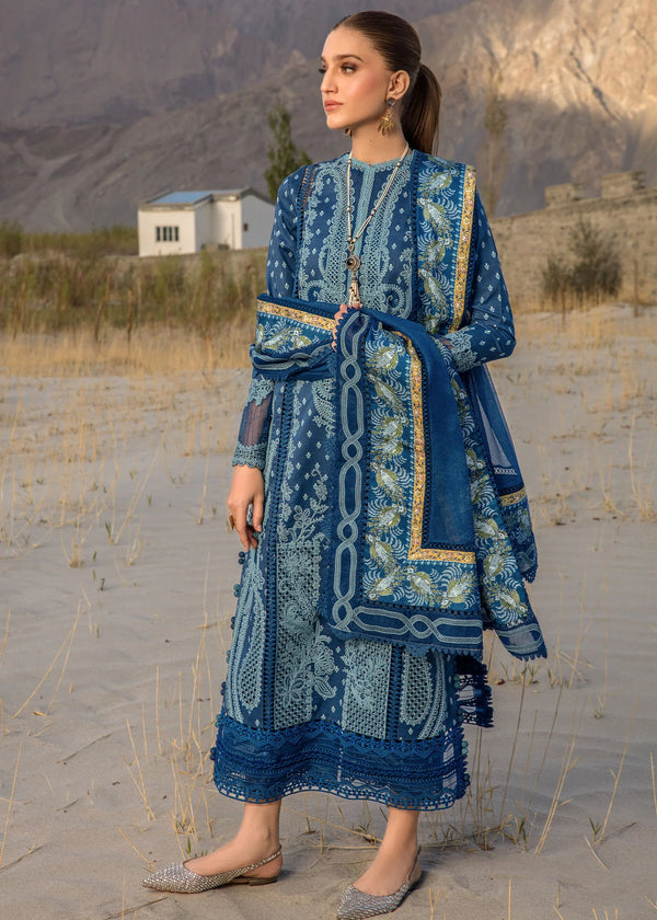 Dancing Paisleys - Cobalt-Crimson