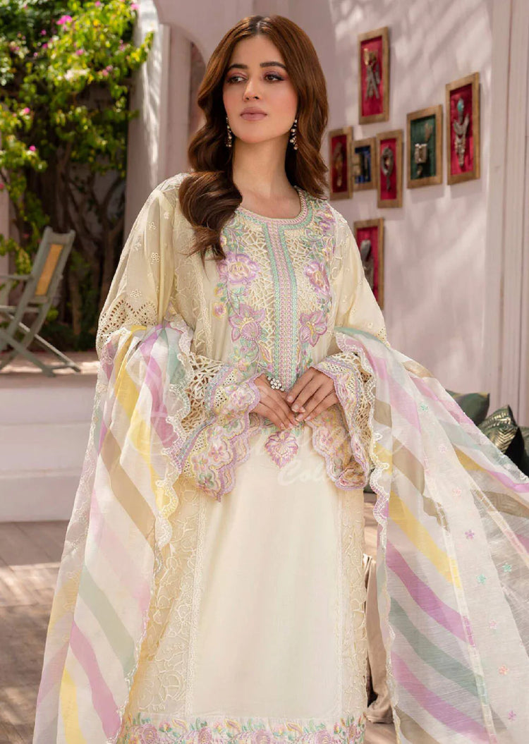 MAH - E ROOH BY KARMA STITCHED LAWN KC-1369 (BRIGHT CREAM)