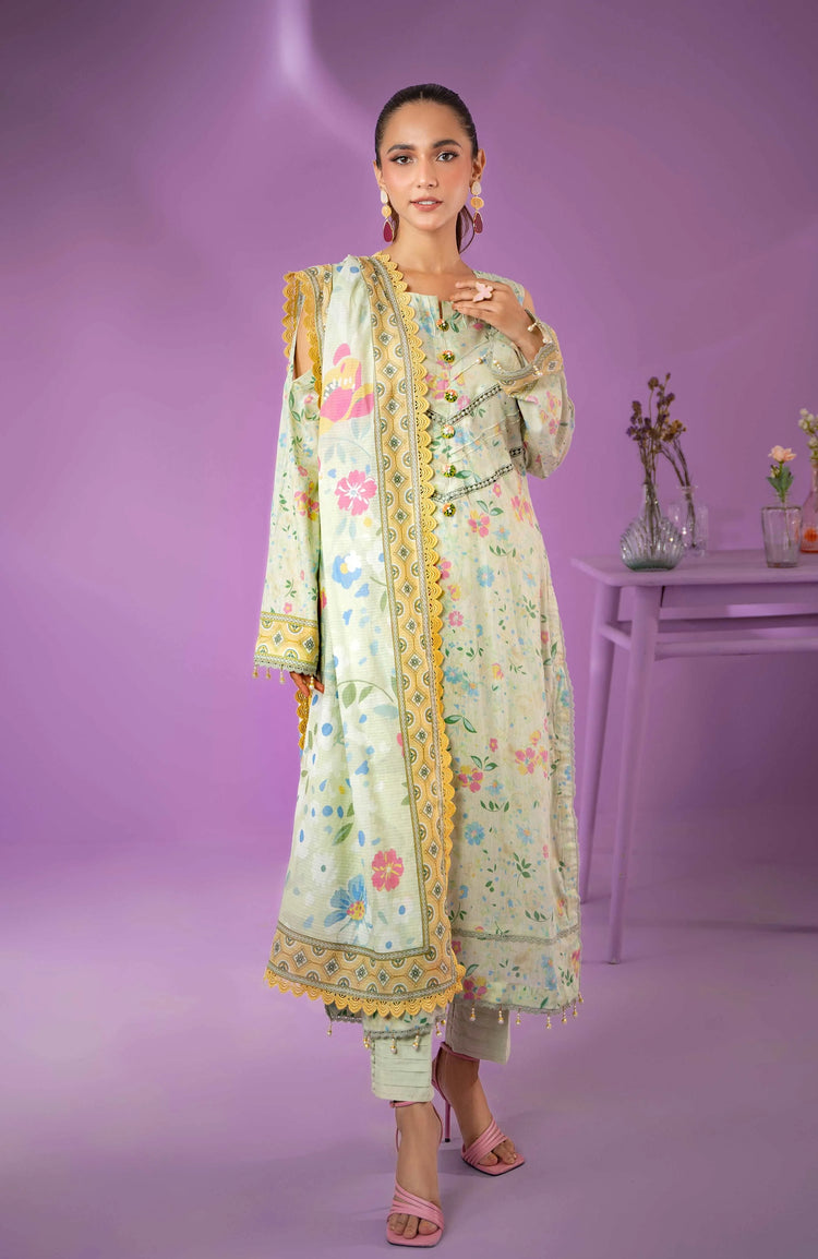 COLORS ALZOHAIB Bana Dupatta 3-Piece Unstitched Lawn-CDB-24-06