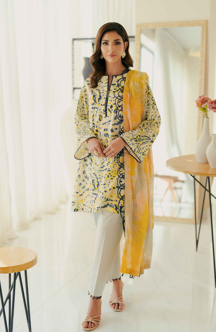 SUNSHINE BLOOM - COTTON SILK | UN-STITCHED-3PC | S-06