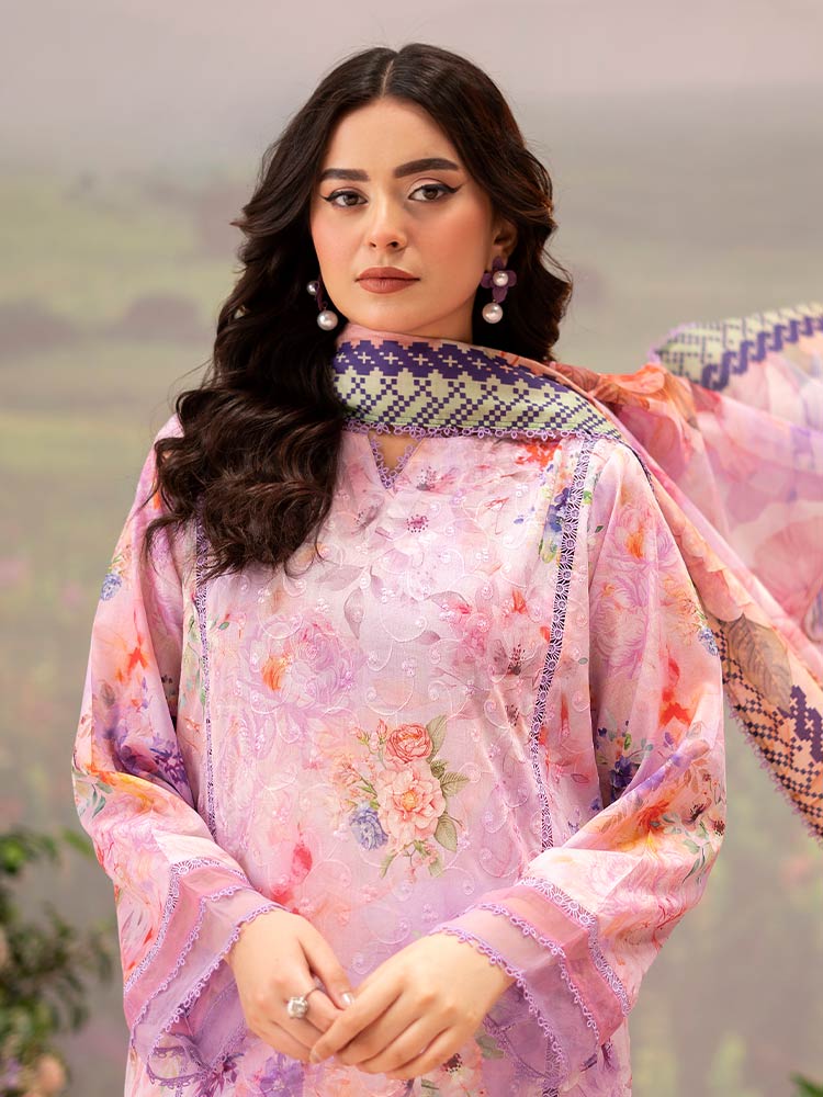 CHIKANKARI 3-Piece Unstitched Digital Printed Lawn Suit