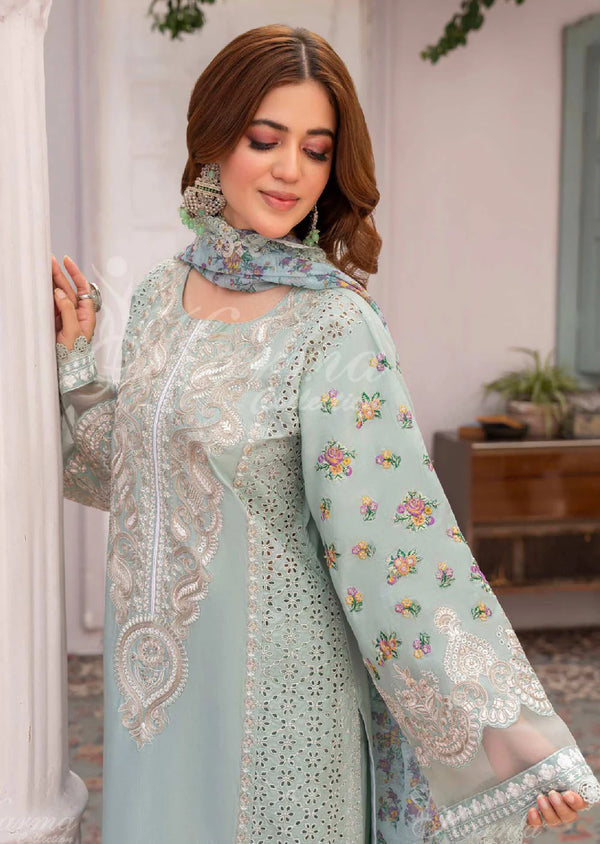 MAH - E ROOH BY KARMA STITCHED LAWN KC-1371 (MIDDLE BLUE)