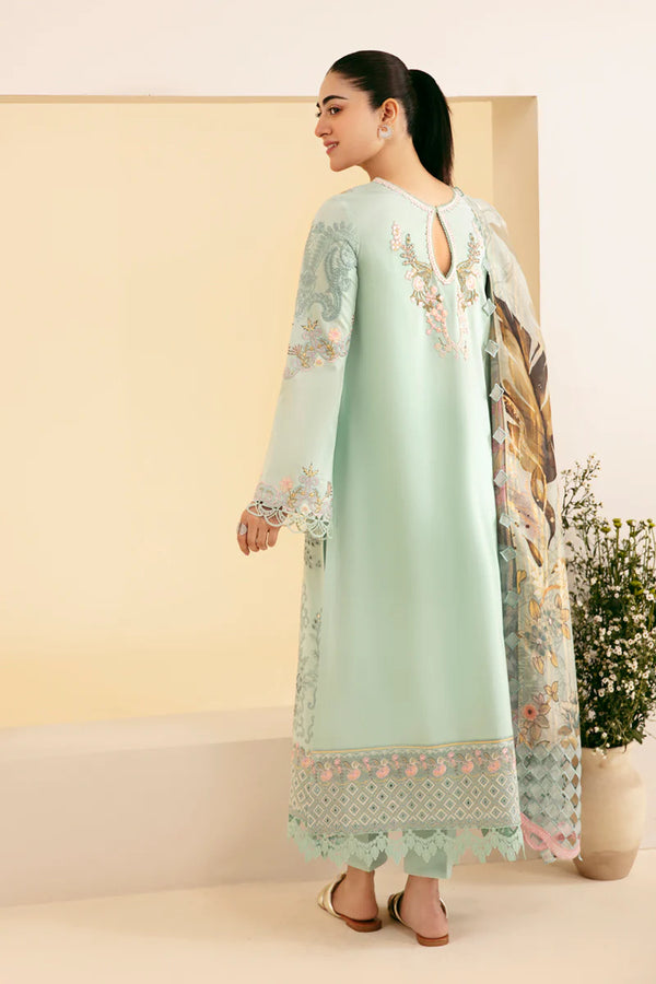 QLINEKARI BY QALAMKAR UN-STICHED 3PC|SQ-06 AFROZEH