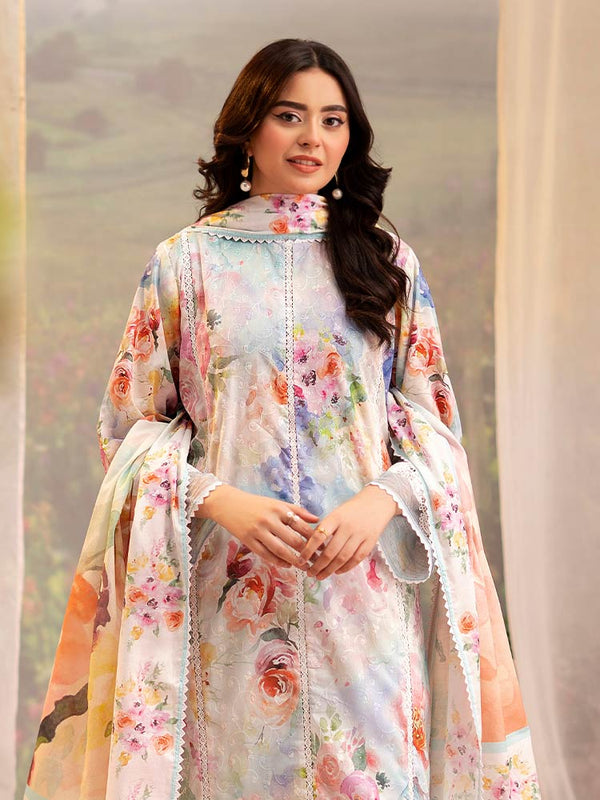 CHIKANKARI 3-Piece Unstitched Digital Printed Lawn Suit