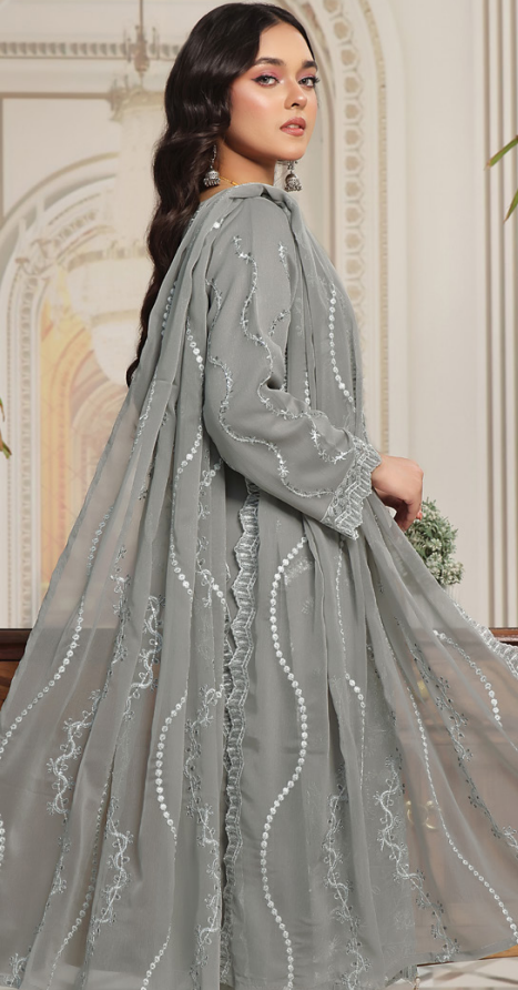 ALISHBA PREMIUM SEMI-STITCHED CHIFFON | D-02
