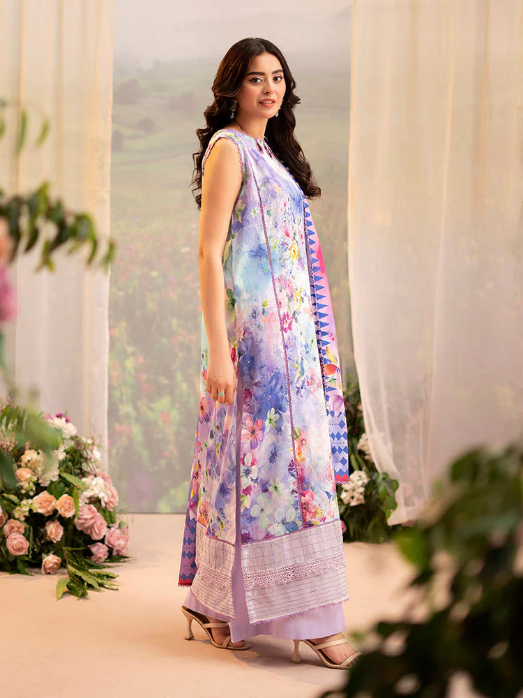 CHIKANKARI 3-Piece Unstitched Digital Printed Lawn Suit