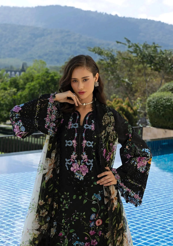 ELAF SIGNATURE EMBROIDERED LAWN 3PC | BLACK THRONE