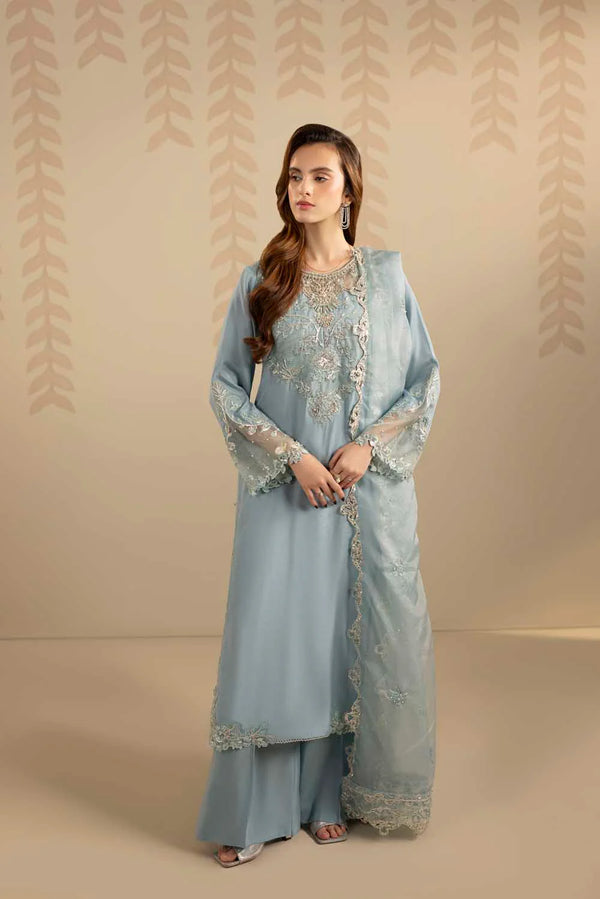 ZARDOZI SILK- ICE BLUE