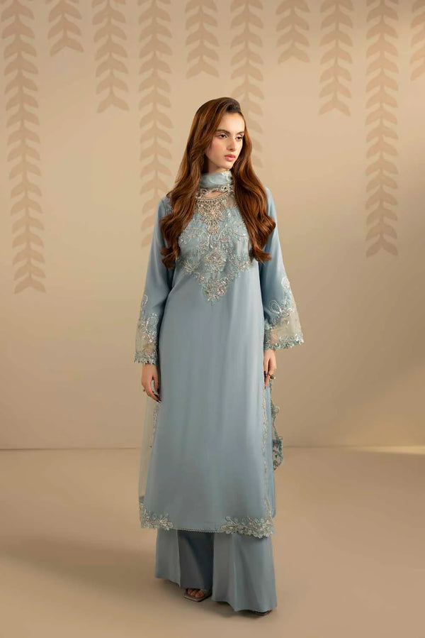 ZARDOZI SILK- ICE BLUE