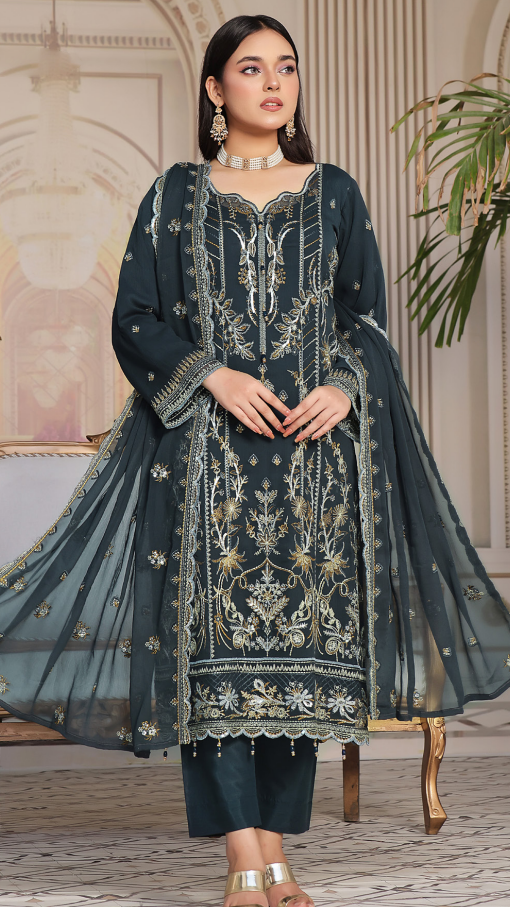 ALISHBA PREMIUM SEMI-STITCHED CHIFFON | D-06