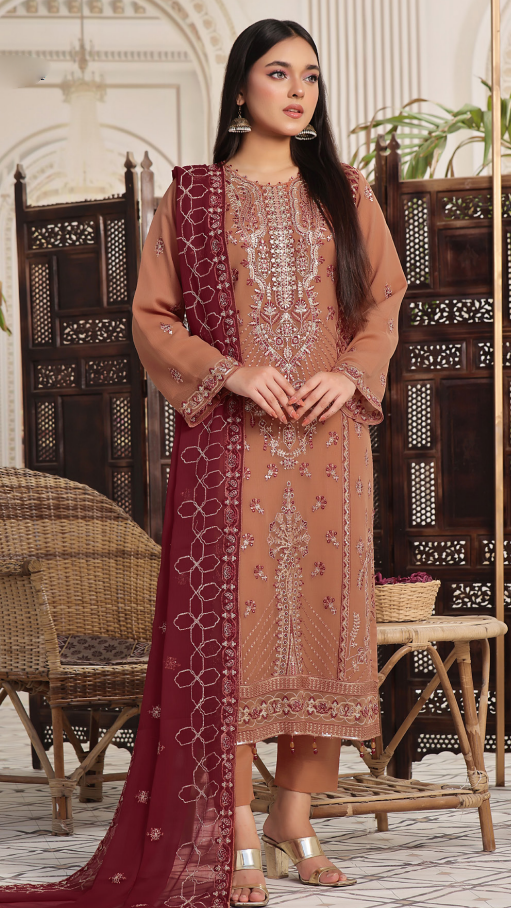 ALISHBA PREMIUM SEMI-STITCHED CHIFFON | D-03