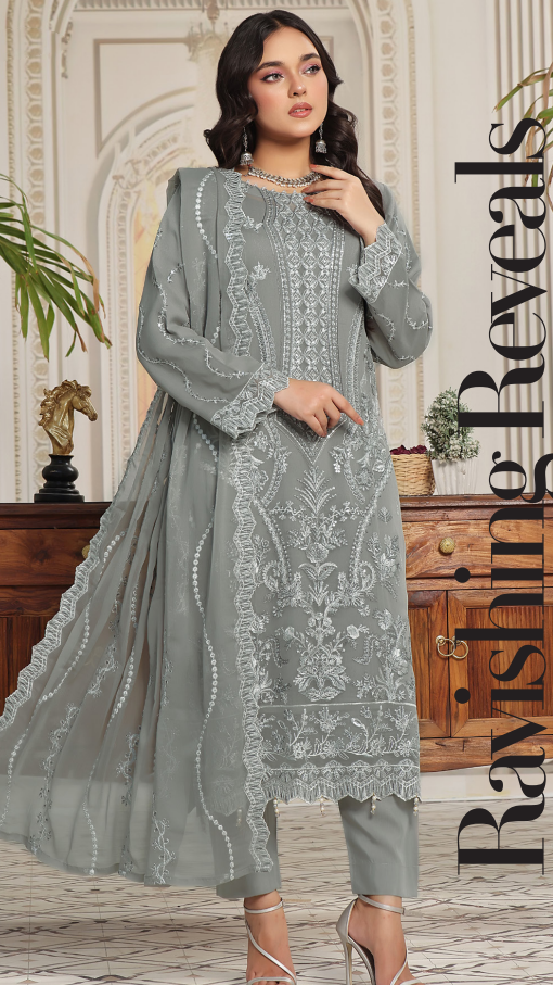 ALISHBA PREMIUM SEMI-STITCHED CHIFFON | D-02