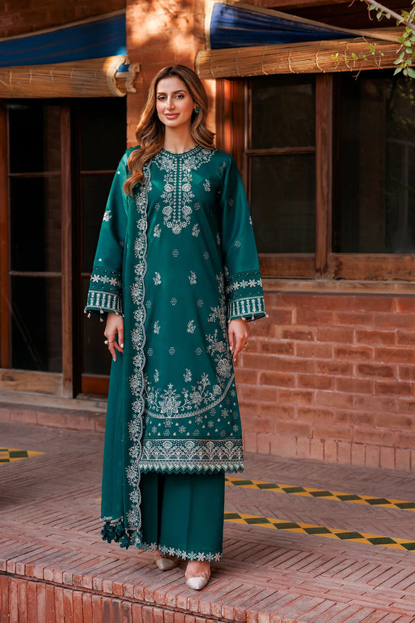 KAAVISH FESTIVE LAWN BY FARASHA| TEAL GARLAND