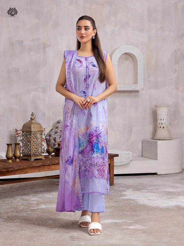 Pretty Petals By Gulljee Printed Embroidered Lawn Collection - D08