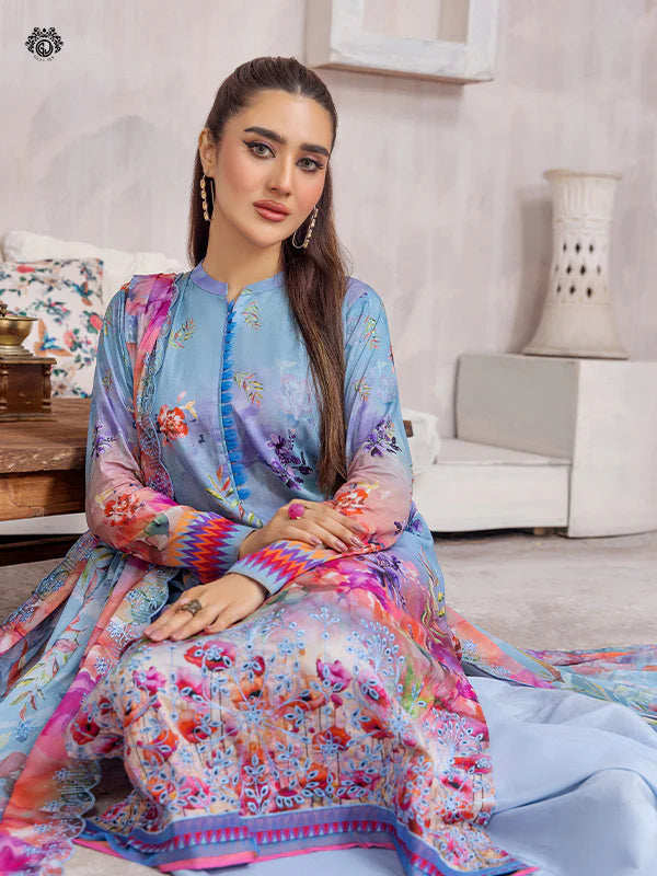 Pretty Petals By Gulljee Printed Embroidered Lawn Collection - D09