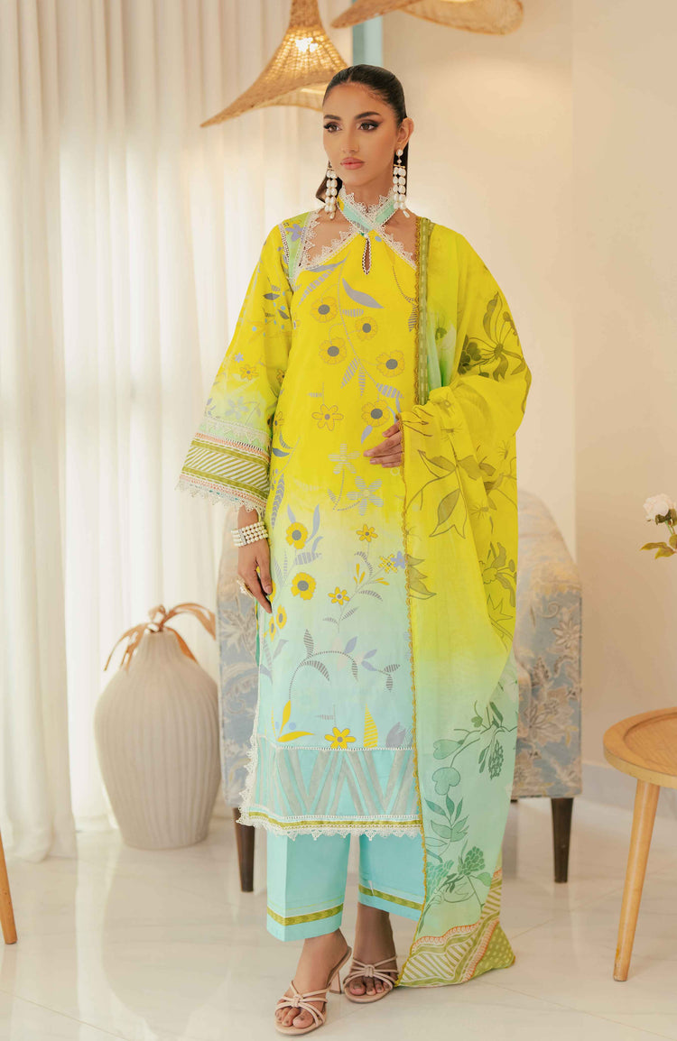 SUNSHINE BLOOM - COTTON SILK | UN-STITCHED-3PC | S-09
