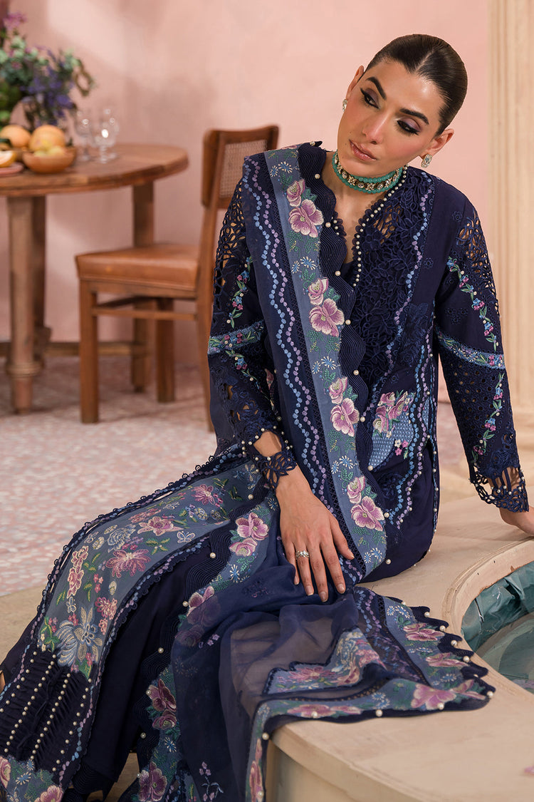 AFROZEH THE PAINTED GARDEN UN-STICHED 3PC|Bluebell