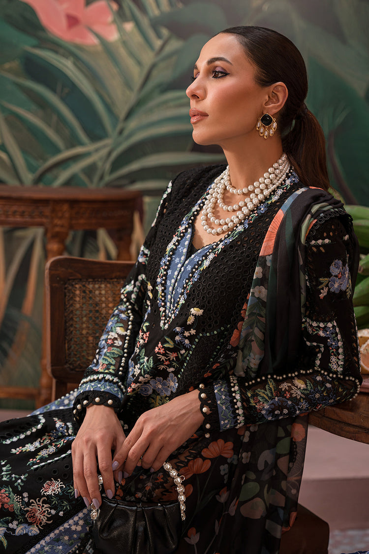 AFROZEH THE PAINTED GARDEN UN-STICHED 3PC|Midnight Muse