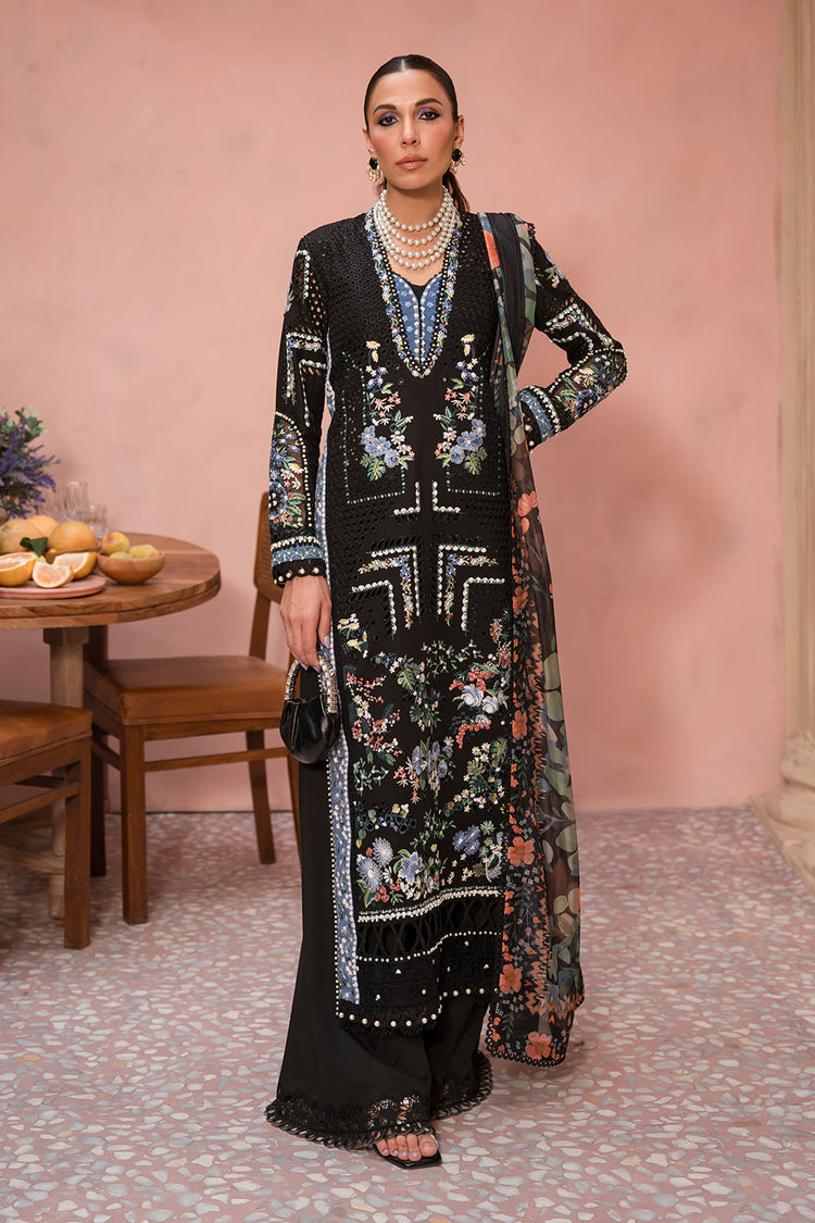 AFROZEH THE PAINTED GARDEN UN-STICHED 3PC|Midnight Muse