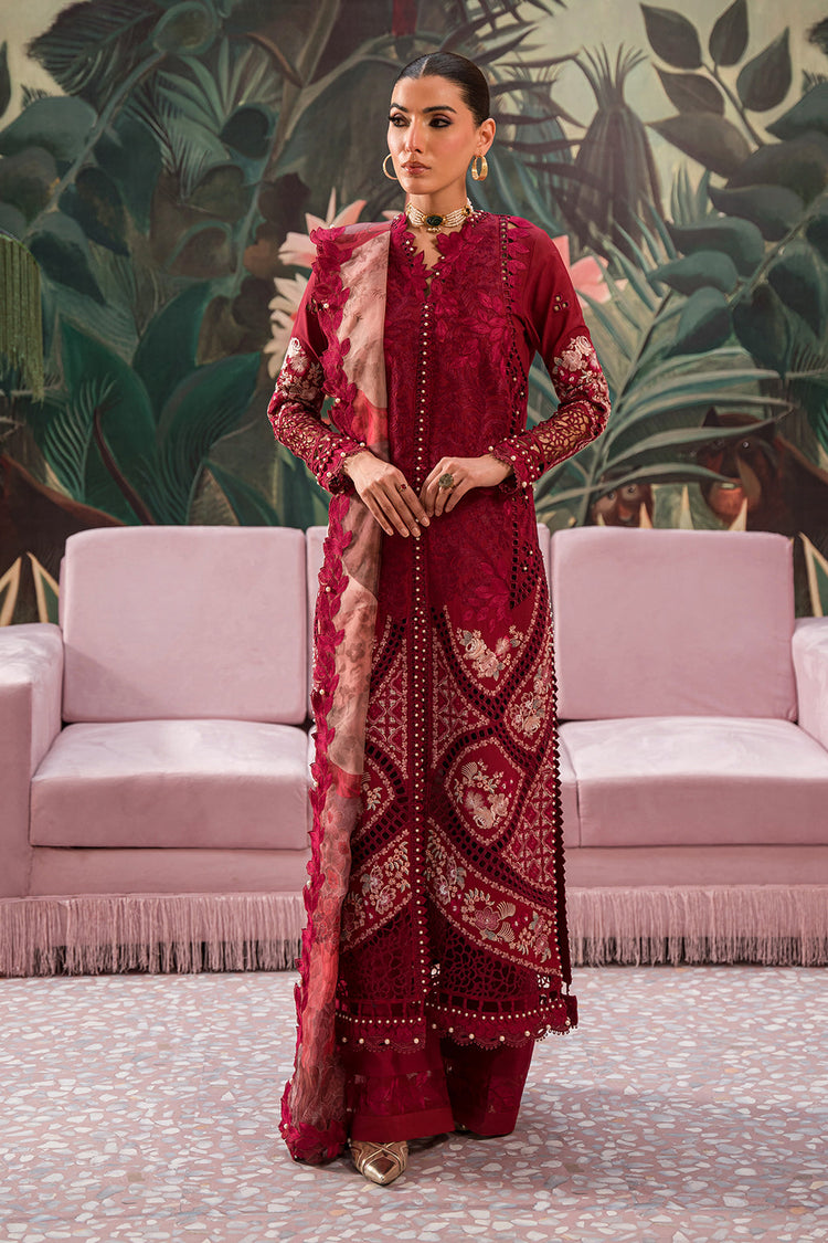 AFROZEH THE PAINTED GARDEN UN-STICHED 3PC|Dahlia Dusk