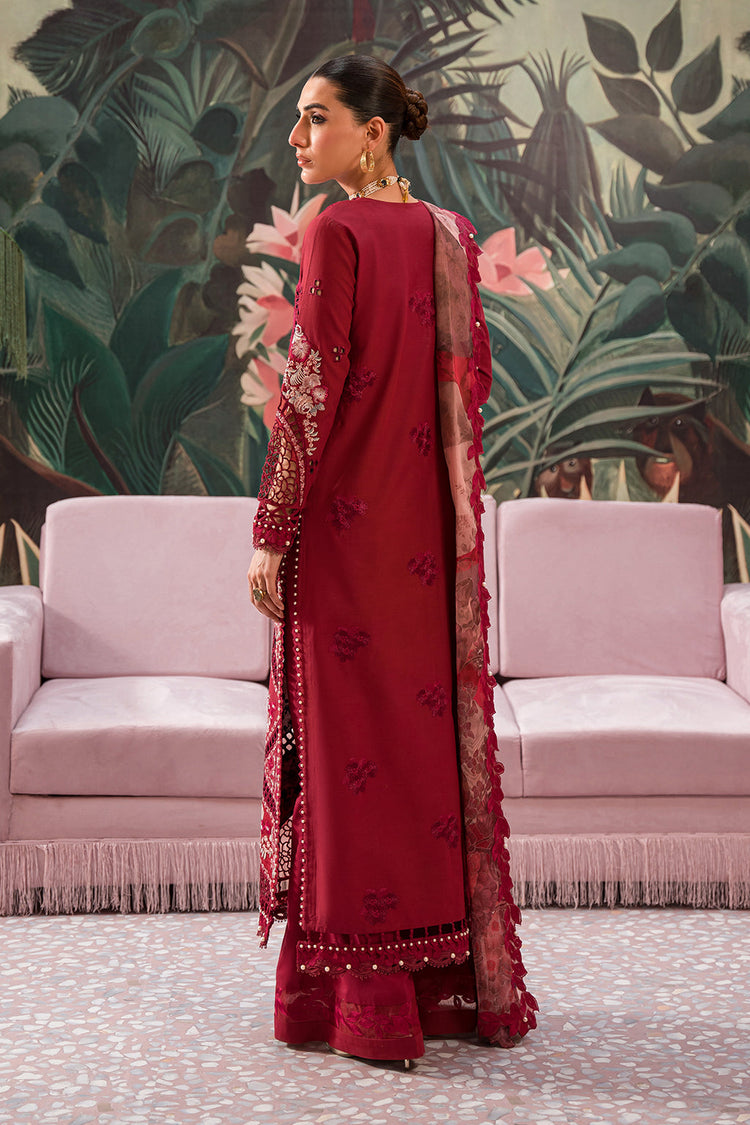 AFROZEH THE PAINTED GARDEN UN-STICHED 3PC|Dahlia Dusk