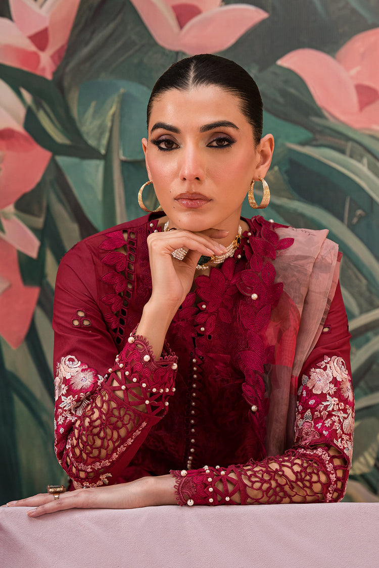AFROZEH THE PAINTED GARDEN UN-STICHED 3PC|Dahlia Dusk