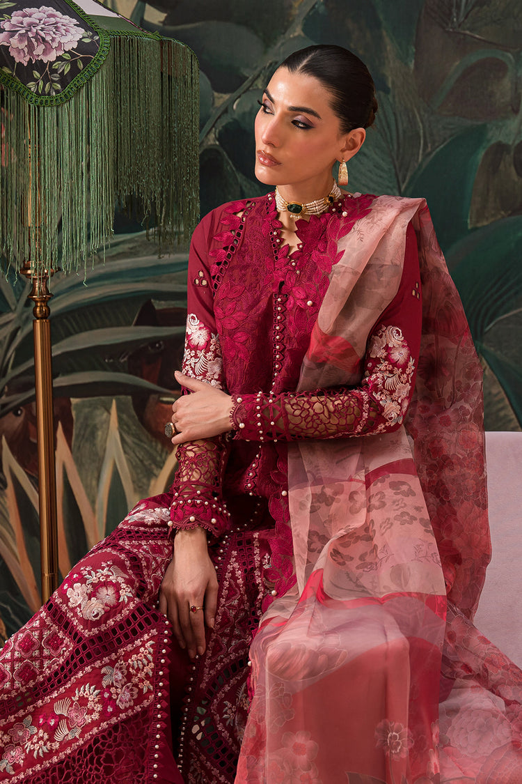 AFROZEH THE PAINTED GARDEN UN-STICHED 3PC|Dahlia Dusk