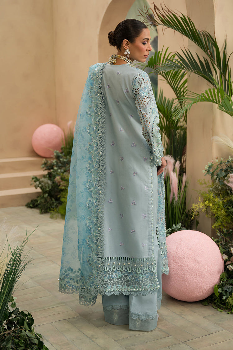 AFROZEH THE PAINTED GARDEN UN-STICHED 3PC|Serene Sapphire