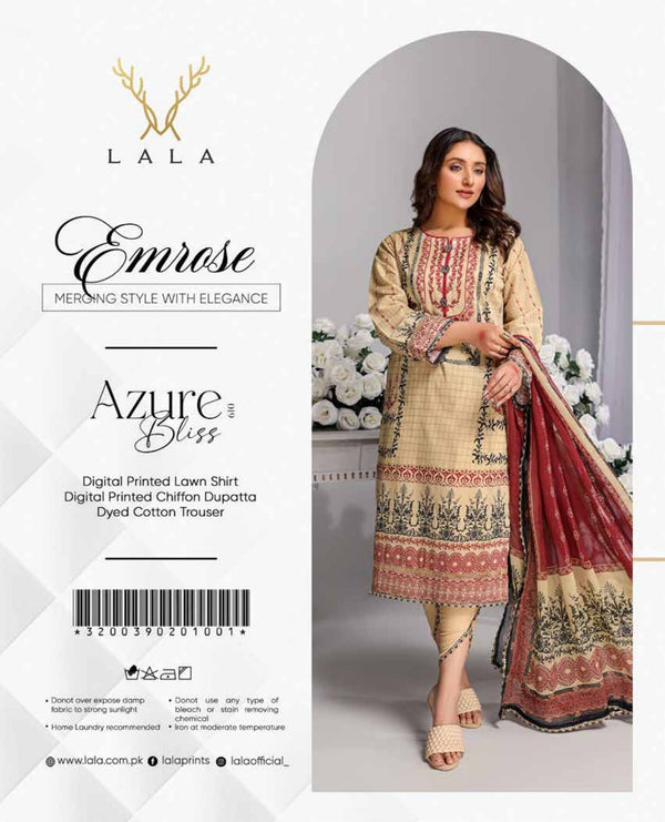 EMROSE PRINTED LAWN UN-STITCHED BY LALA-AZURE