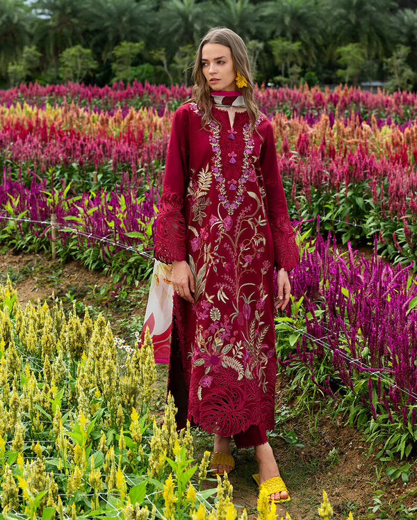 THE SECRET GARDEN BY MUSHQ UN-STITCHED 3PC | Aurora Petals