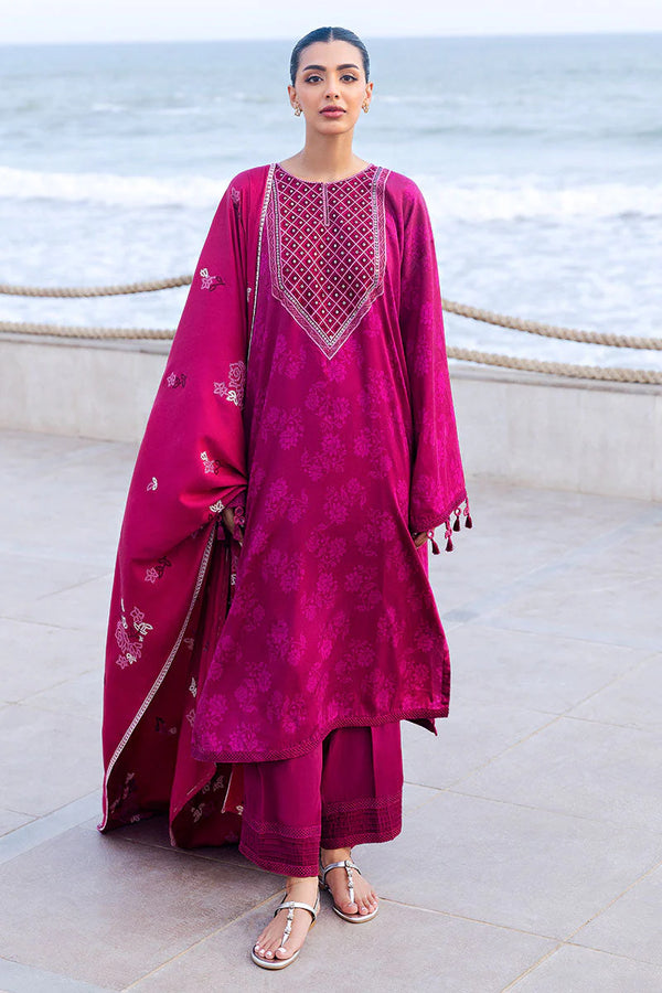 CROSS STITCH/FLORID ZEAL-3PC SATIN PRINTED SUIT
