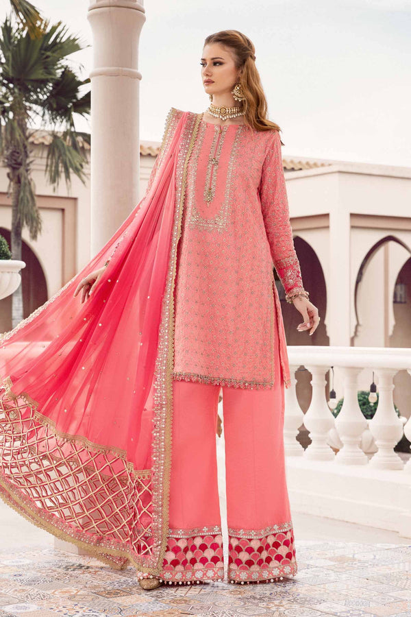 MARIA B- SATEEN FALL |UNSTITCHED 3PC|Candy Pink CST-701